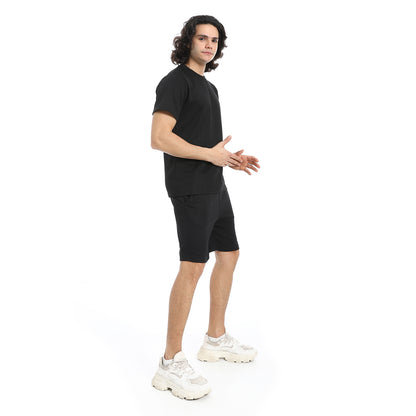 Pique Pattern Slip On T Shirt And Shorts Set
