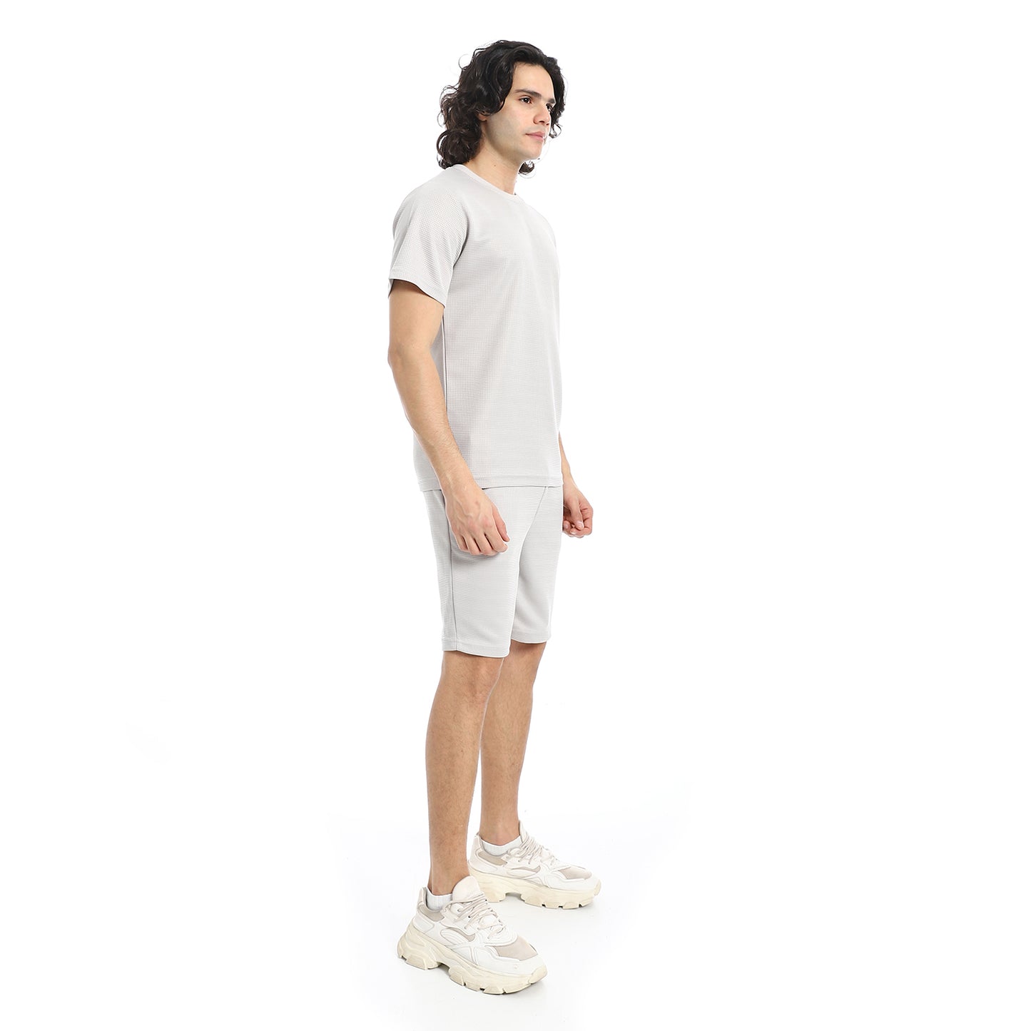Pique Pattern Slip On T Shirt And Shorts Set