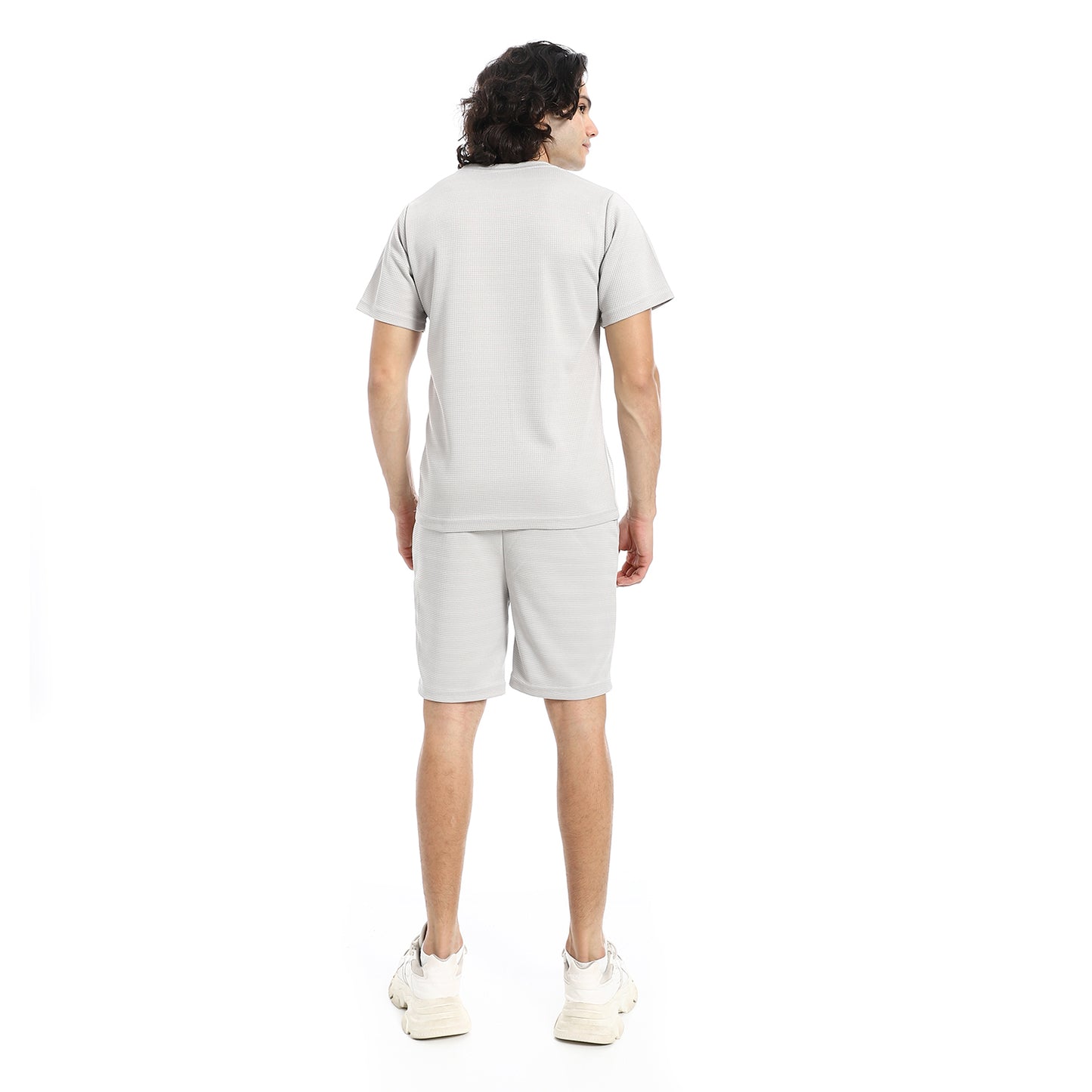 Pique Pattern Slip On T Shirt And Shorts Set