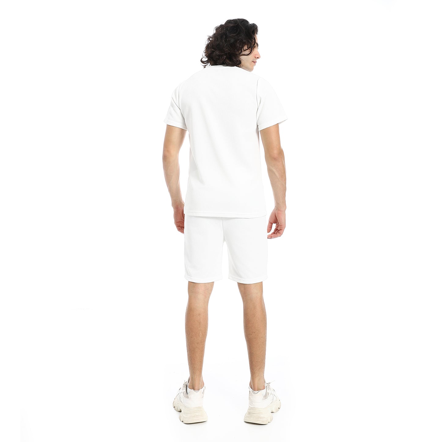 Pique Pattern Slip On T Shirt And Shorts Set