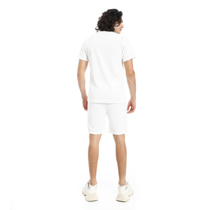 Pique Pattern Slip On T Shirt And Shorts Set