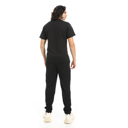 Short Sleeves Slip On T-Shirt and Pants Set