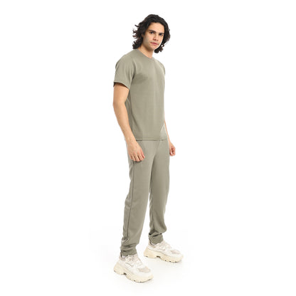 Short Sleeves Slip On T-Shirt and Pants Set