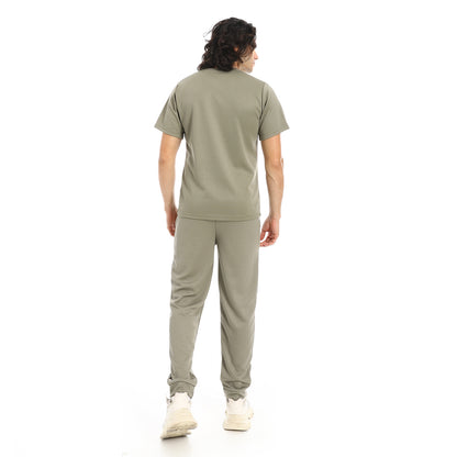 Short Sleeves Slip On T-Shirt and Pants Set
