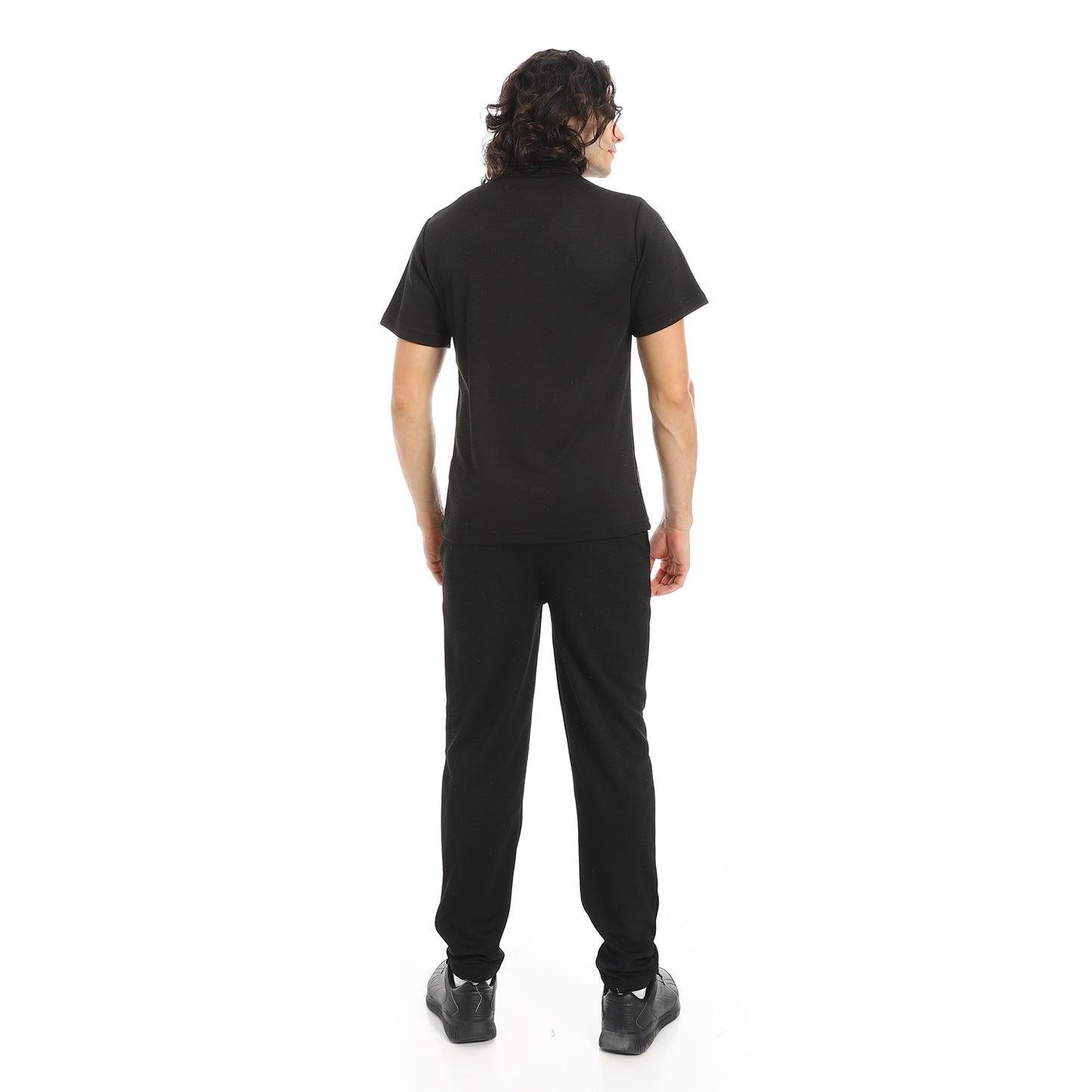 Turn Down Collar Pique T Shirt and Pants Set