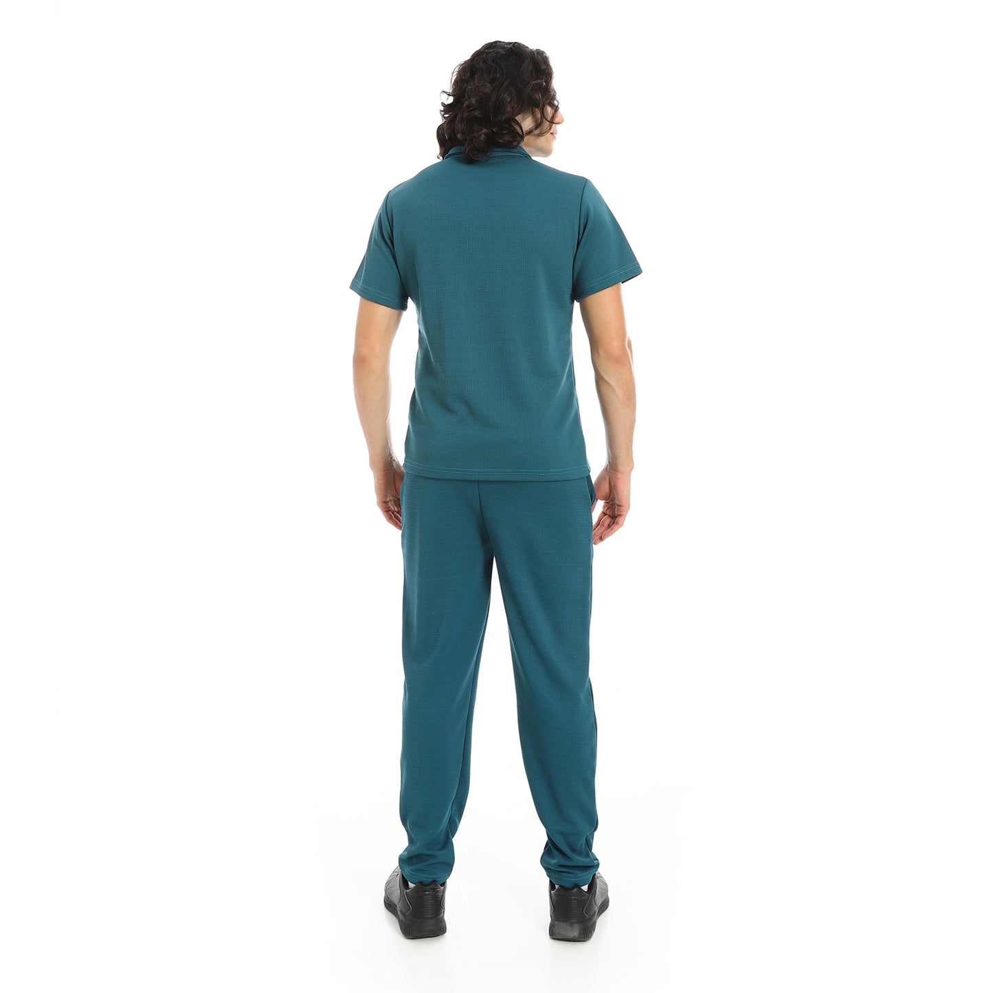 Turn Down Collar Pique T Shirt and Pants Set