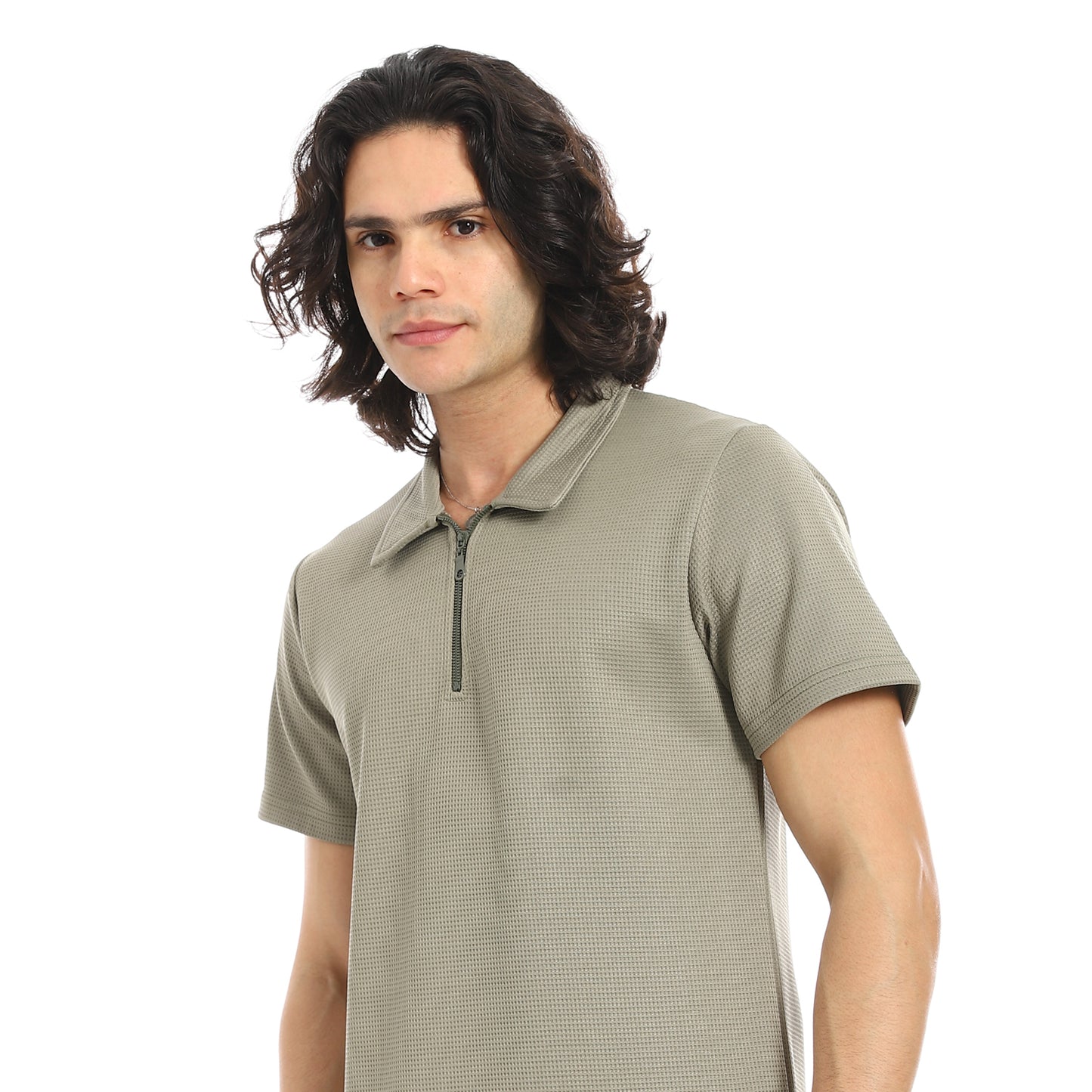 Turn Down Collar Pique T Shirt and Pants Set