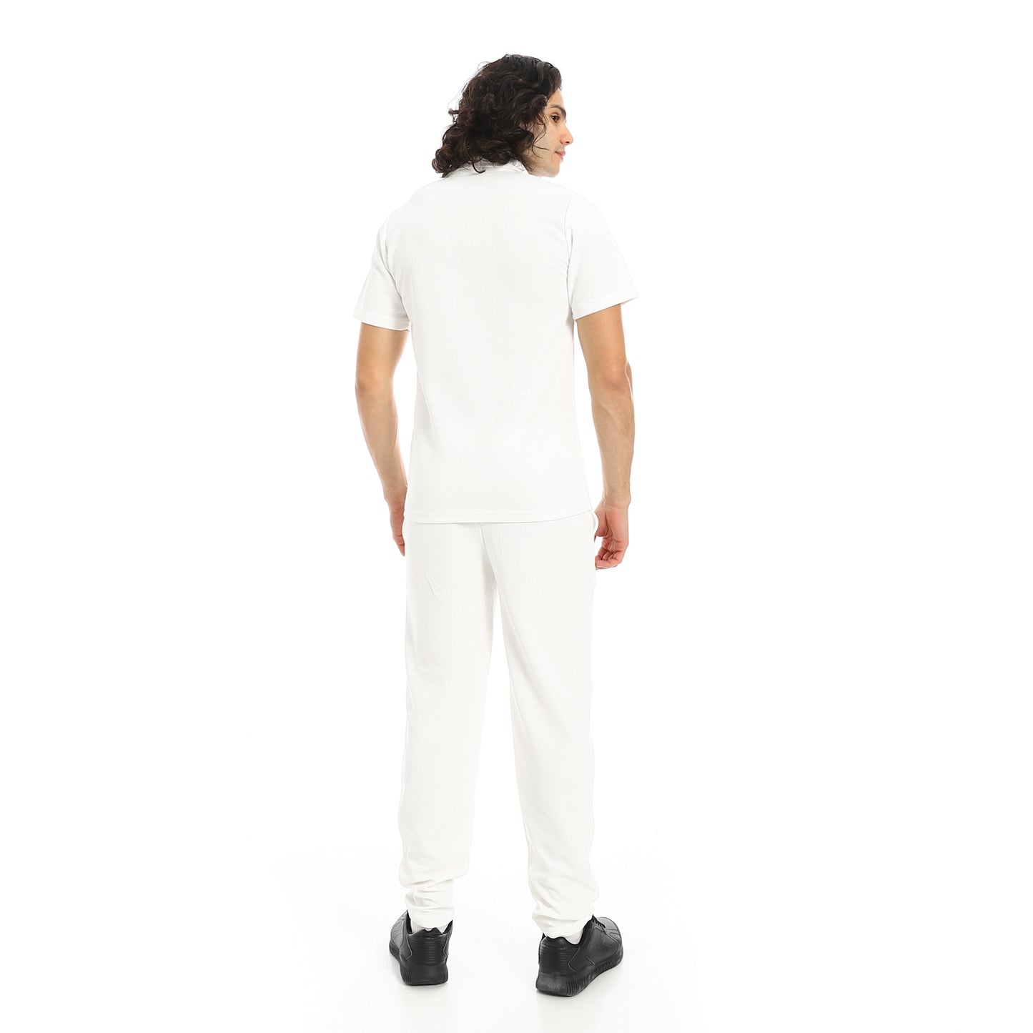 Turn Down Collar Pique T Shirt and Pants Set