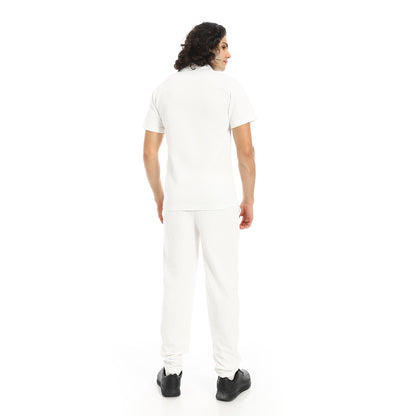 Turn Down Collar Pique T Shirt and Pants Set