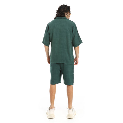 Button Closure Trendy Shirt and Shorts Set