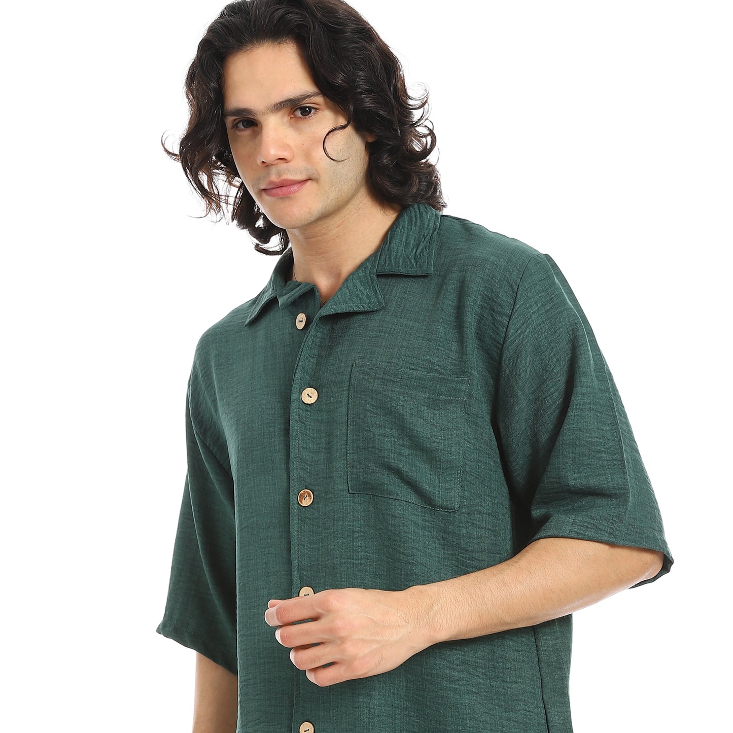 Button Closure Trendy Shirt and Shorts Set