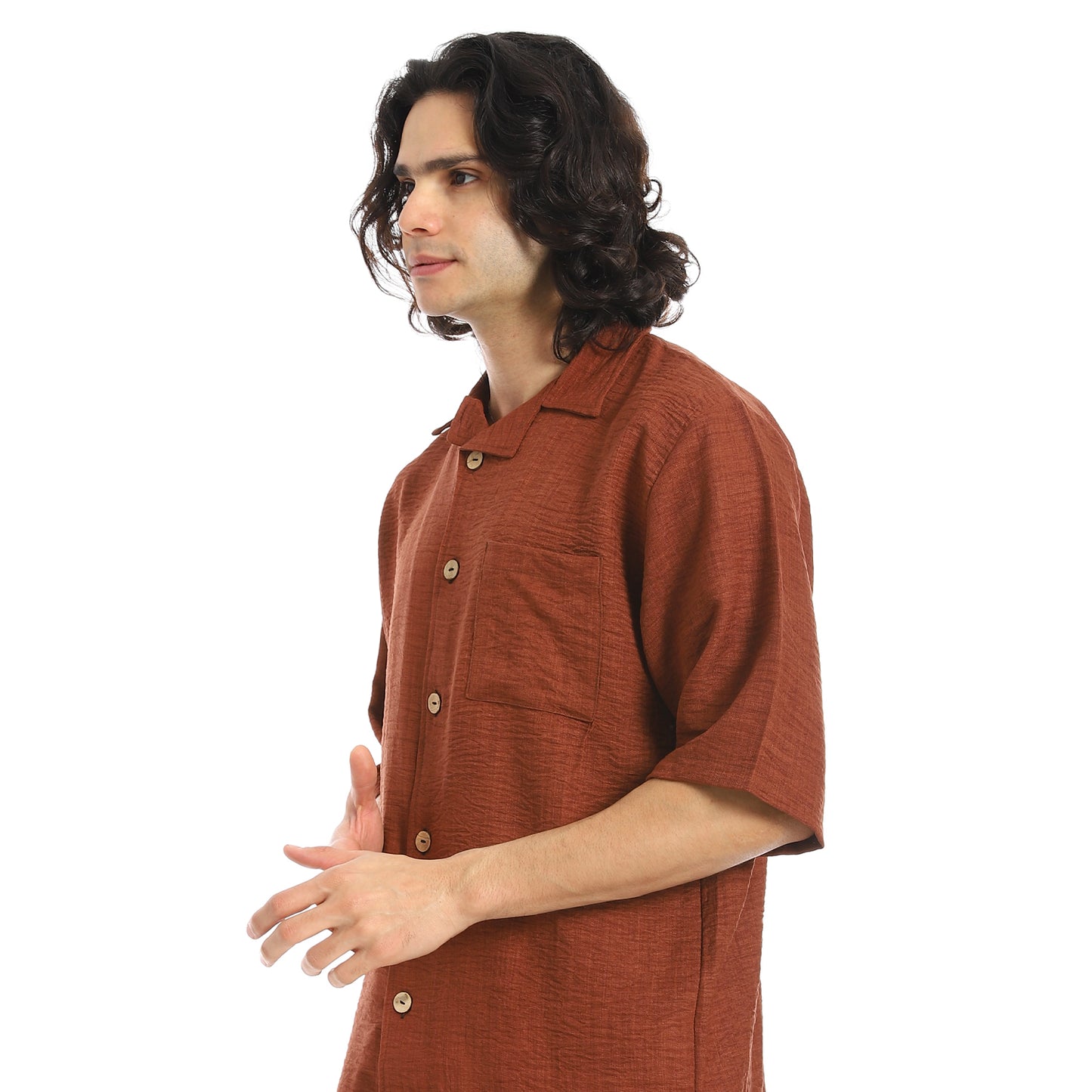 Button Closure Trendy Shirt and Shorts Set