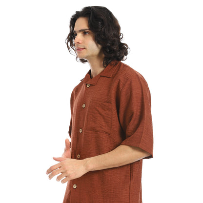 Button Closure Trendy Shirt and Shorts Set