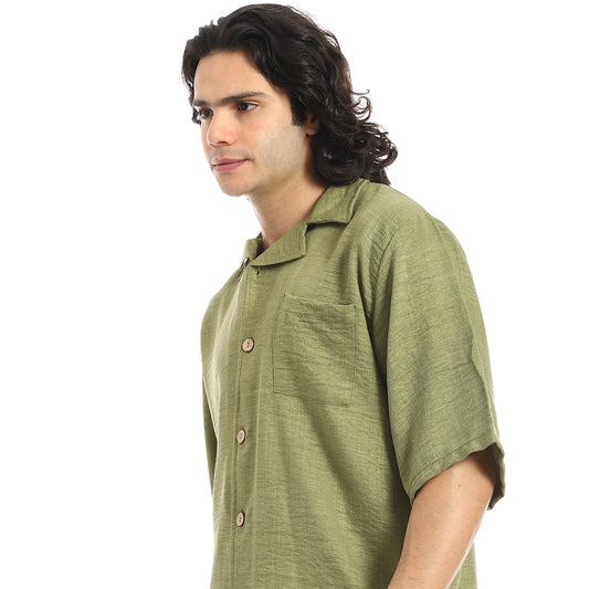 Button Closure Trendy Shirt and Shorts Set