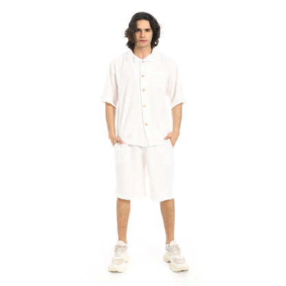 Button Closure Trendy Shirt and Shorts Set