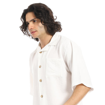Button Closure Trendy Shirt and Shorts Set