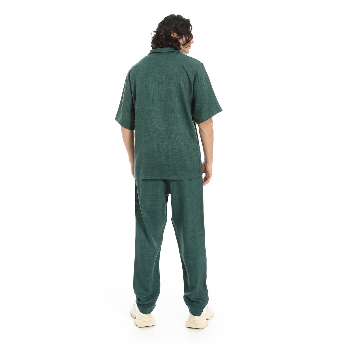 Linen Turn Down Collar Shirt and Pants Set