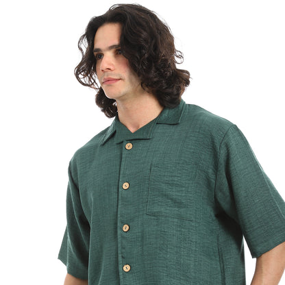 Linen Turn Down Collar Shirt and Pants Set