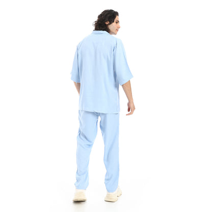 Linen Turn Down Collar Shirt and Pants Set