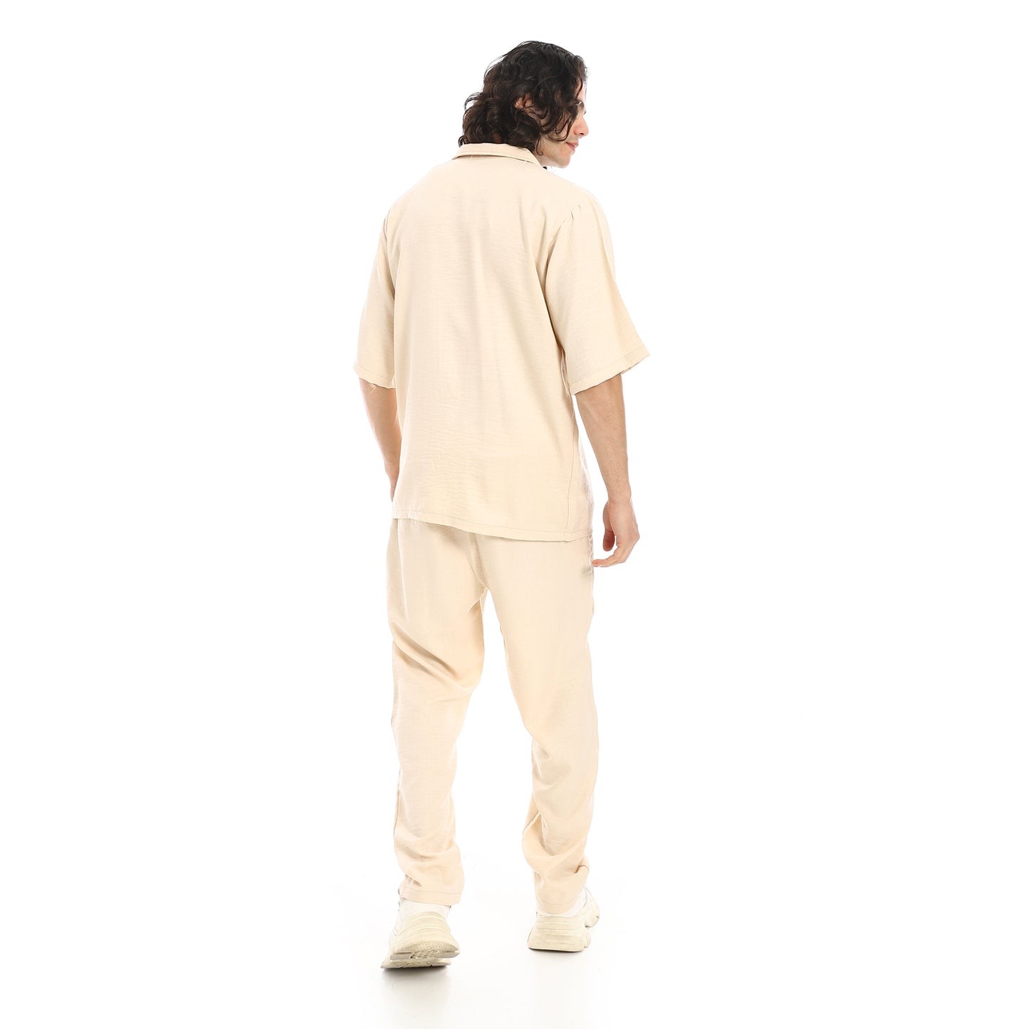Linen Turn Down Collar Shirt and Pants Set