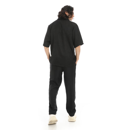 Linen Turn Down Collar Shirt and Pants Set