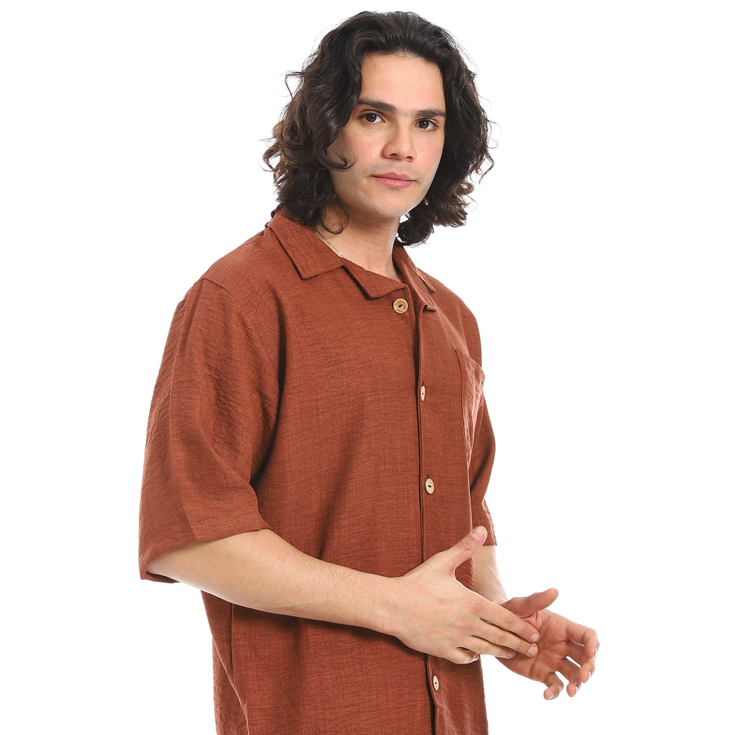 Linen Turn Down Collar Shirt and Pants Set