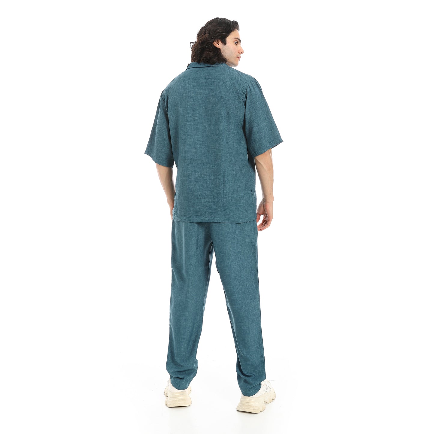 Linen Turn Down Collar Shirt and Pants Set