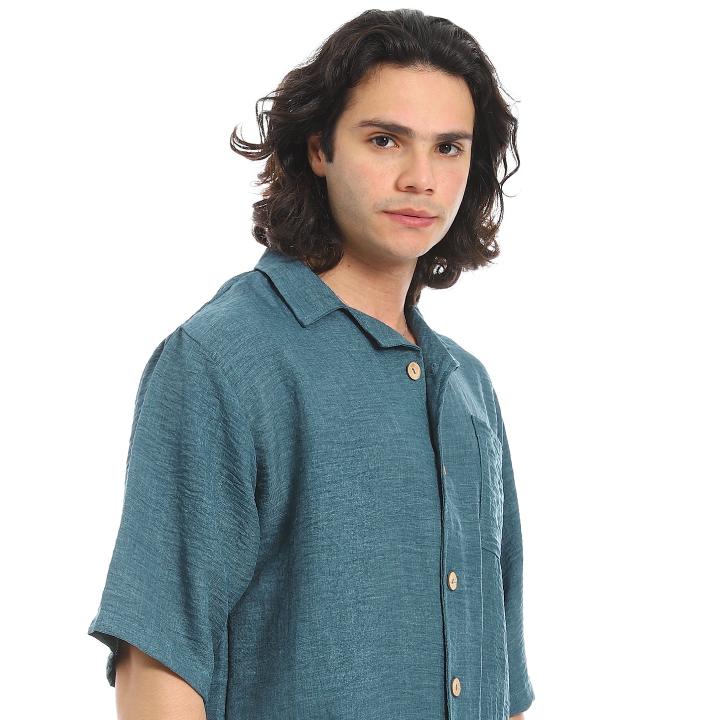 Linen Turn Down Collar Shirt and Pants Set