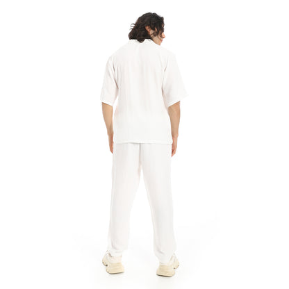 Linen Turn Down Collar Shirt and Pants Set