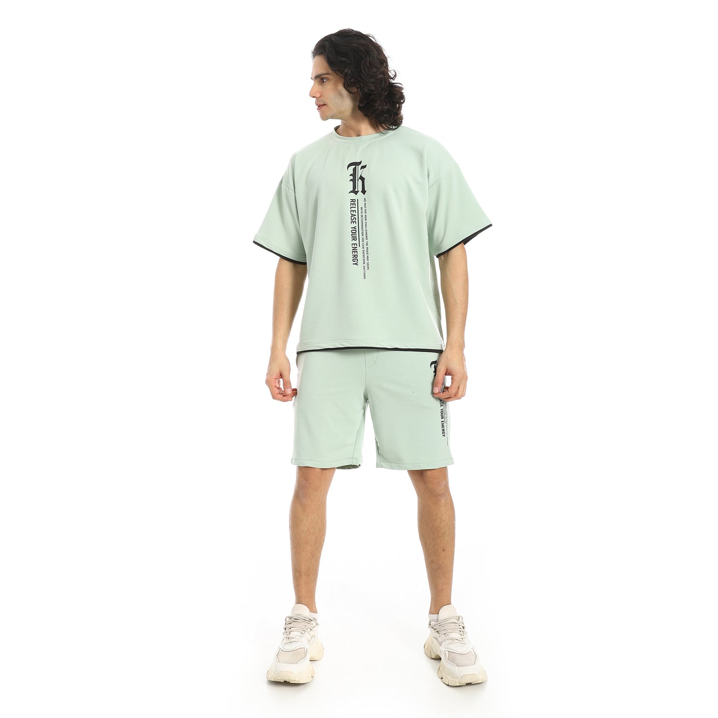 Slip On Printed T Shirt and Shorts Set