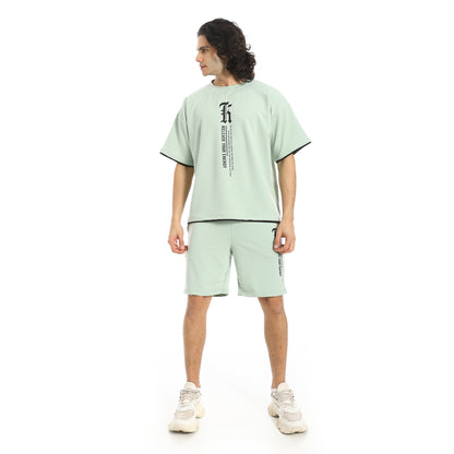 Slip On Printed T Shirt and Shorts Set