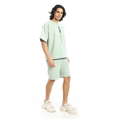 Slip On Printed T Shirt and Shorts Set