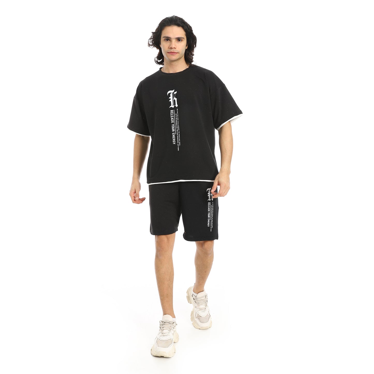 Slip On Printed T Shirt and Shorts Set