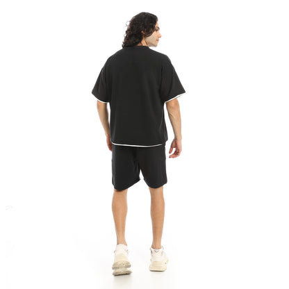 Slip On Printed T Shirt and Shorts Set