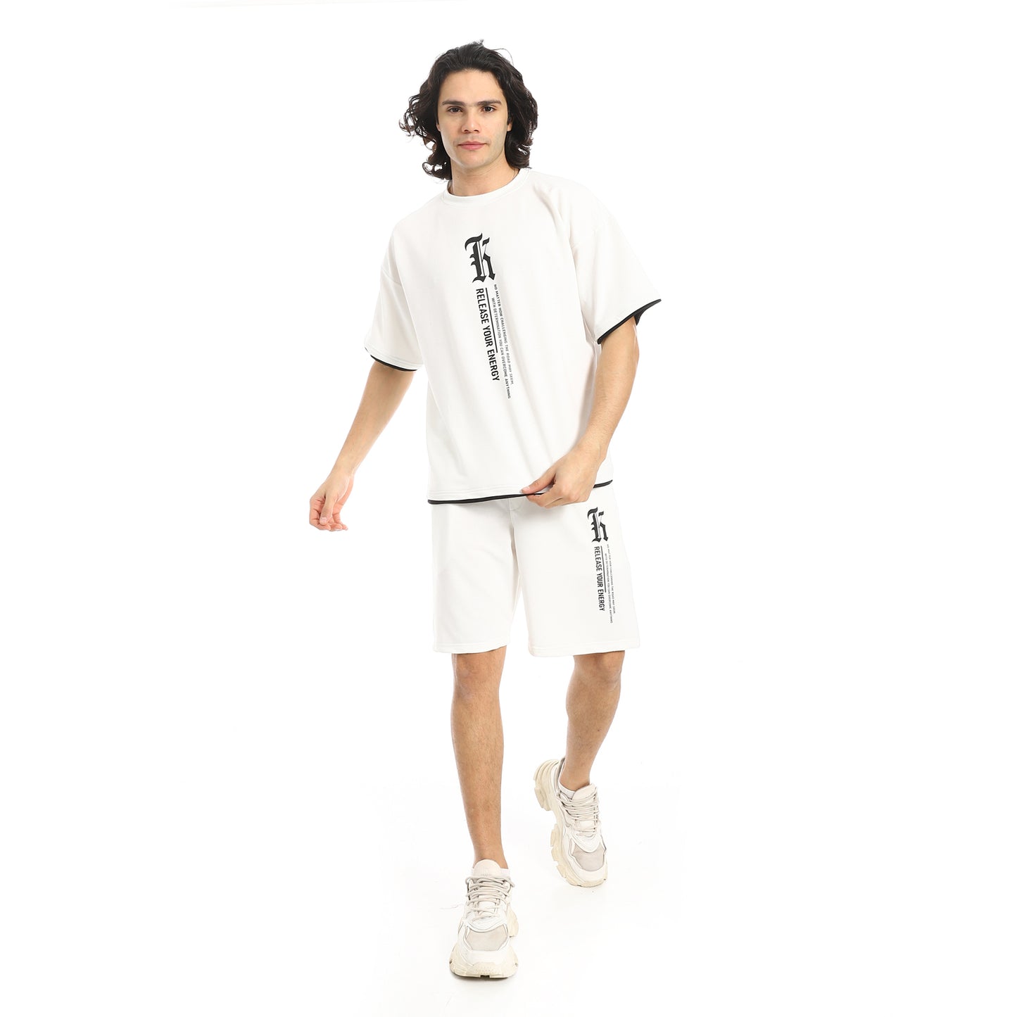 Slip On Printed T Shirt and Shorts Set