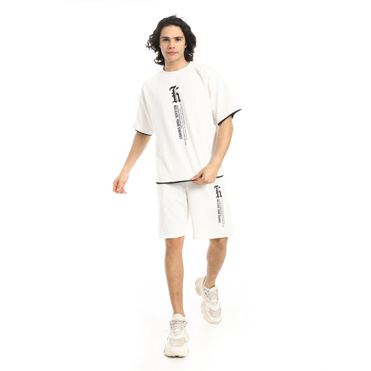 Slip On Printed T Shirt and Shorts Set