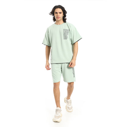 Slip On Printed T Shirt and Shorts Set