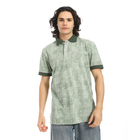 Self Pattern Regular Fit Polo Shirt
