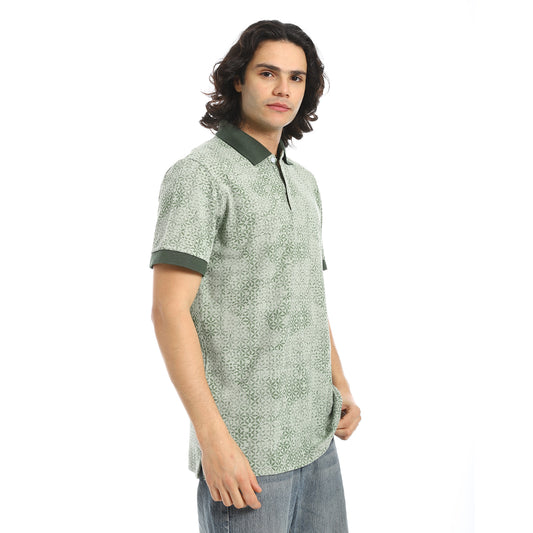 Self Pattern Regular Fit Polo Shirt