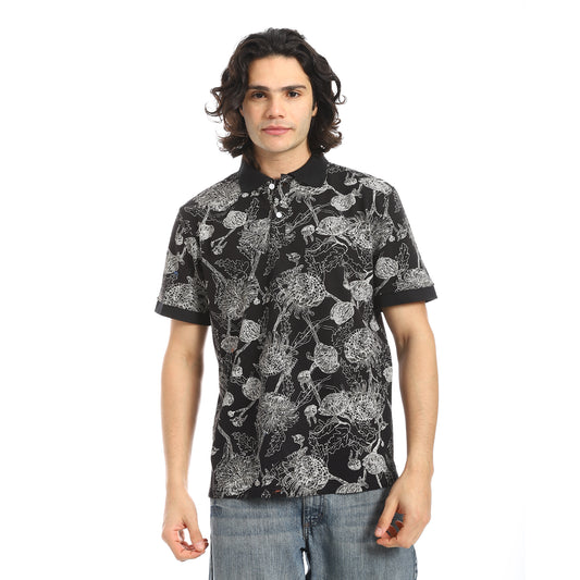 Self Pattern Regular Fit Polo Shirt