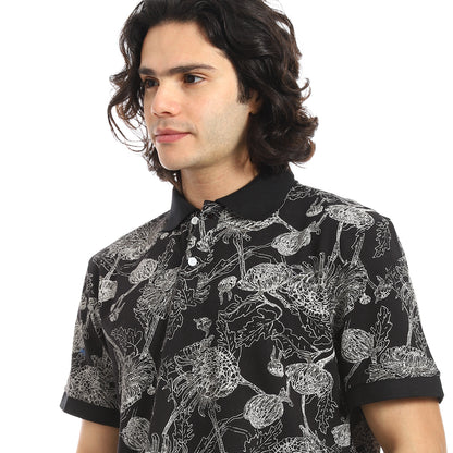 Self Pattern Regular Fit Polo Shirt