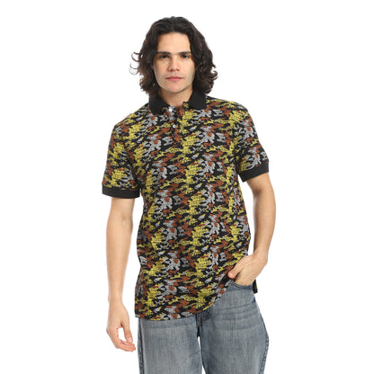 Self Pattern Regular Fit Polo Shirt