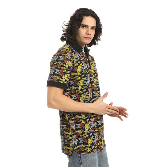 Self Pattern Regular Fit Polo Shirt