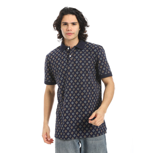 Self Pattern Regular Fit Polo Shirt