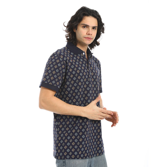Self Pattern Regular Fit Polo Shirt