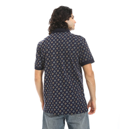Self Pattern Regular Fit Polo Shirt