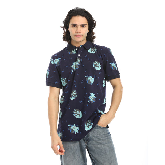 Self Pattern Regular Fit Polo Shirt