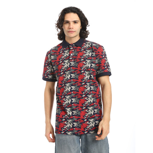 Self Pattern Regular Fit Polo Shirt