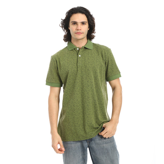 Self Pattern Regular Fit Polo Shirt