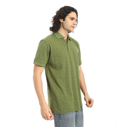 Self Pattern Regular Fit Polo Shirt